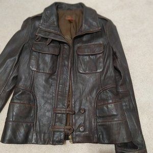 Danier Women's Leather Jacket, Size Medium, Dark Brown